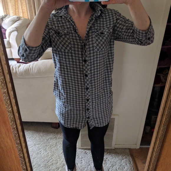 Fox Black & White Plaid Tunic Shirt S - Picture 2 of 3